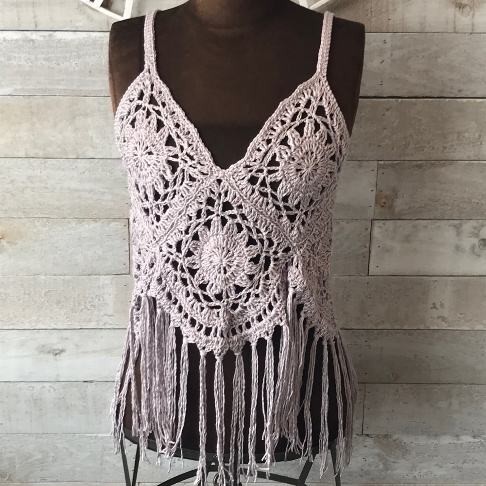 Crochet Boho Tank Top (Silver)